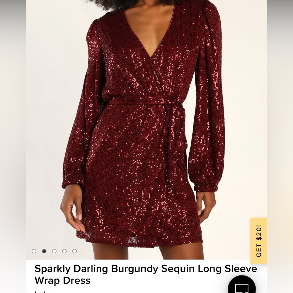 Lulu’s Sparkly Burgundy Wrap Dress